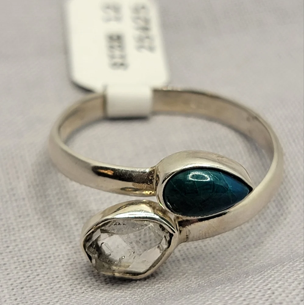 Herkimer Diamond Chrysocolla Sterling Silver Ring Signed Nugent Jewelry …